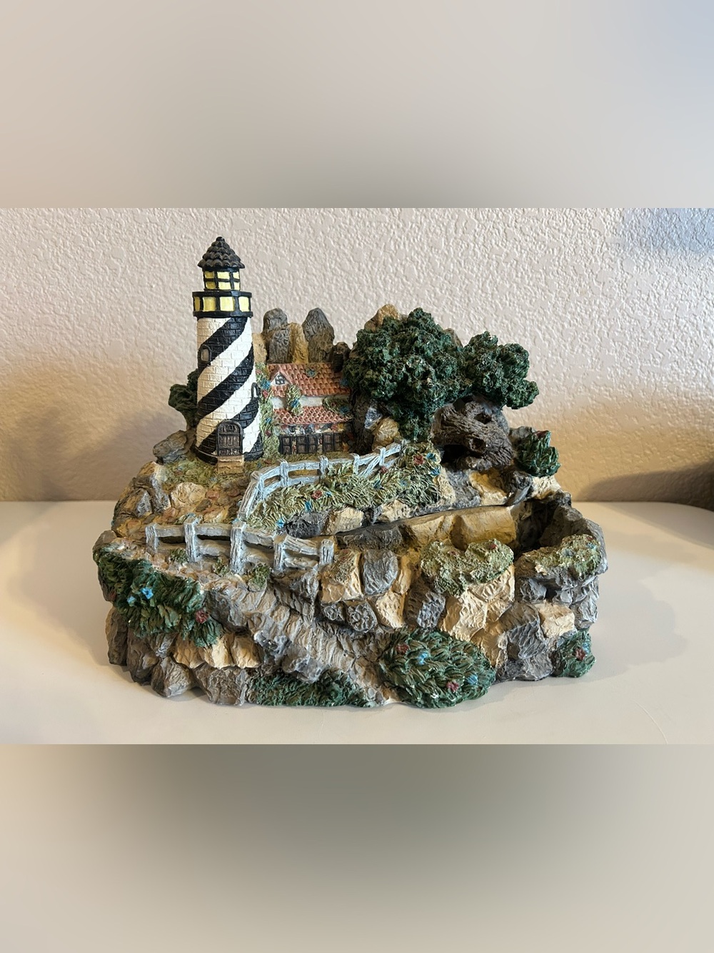Lighthouse Village Waterpump Tabletop Water Fountain Read Description
